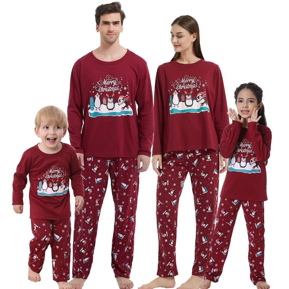Cotton Blend Family Matching Pajama Set Holiday Sleepwear Comfy Lounge
